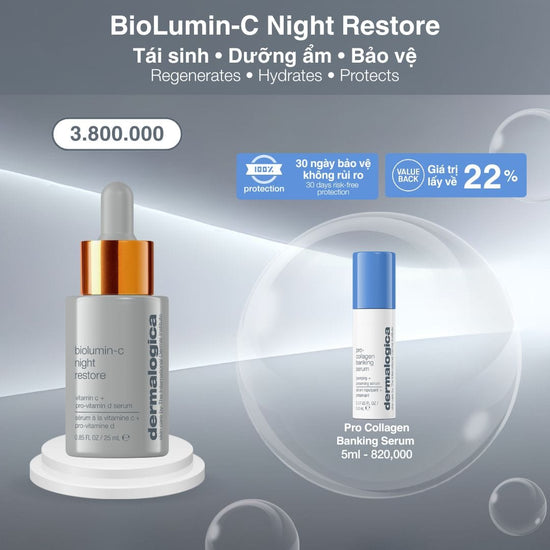 Dermalogica Vietnam BioLumin-C Night Restore + Pro Collagen Banking Serum