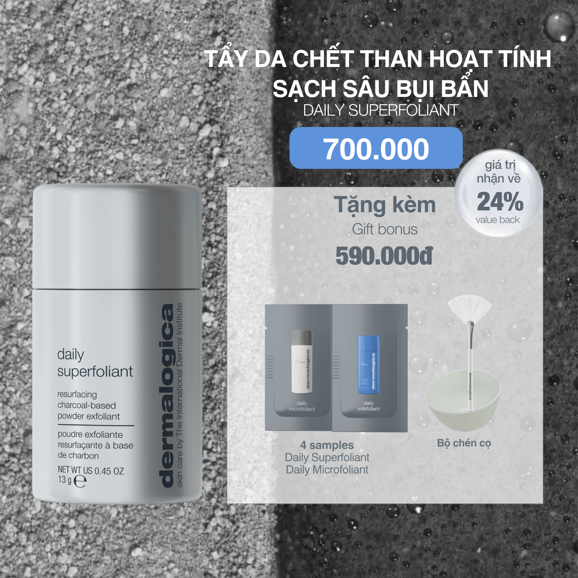 EXFOLIANTS EXFOLIANTS 13g tẩy da chết than hoạt tính daily superfoliant